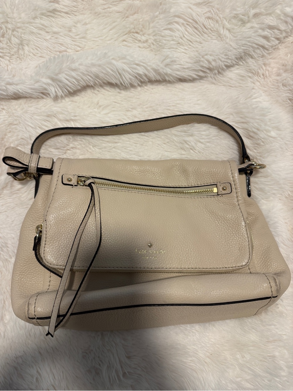 kate spade Neutral Pebbled Leather Crossbody Bag - Picture 7 of 7